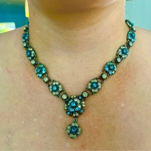 Vintage Michal Negrin Floral Crystal Statement Necklace